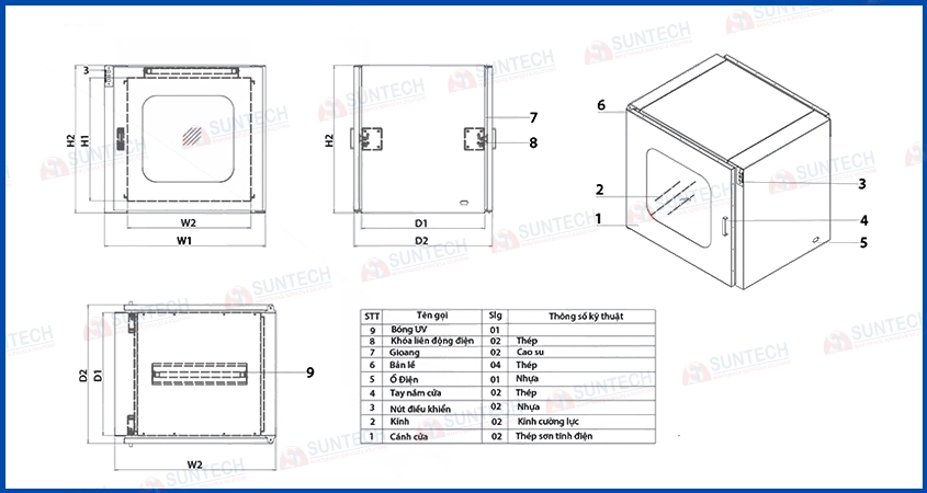 Bản vẽ cấu tạo chung của Static Pass Box