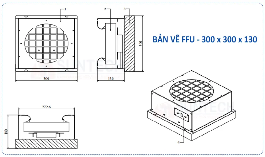 Bản vẽ FFU 300x300x130