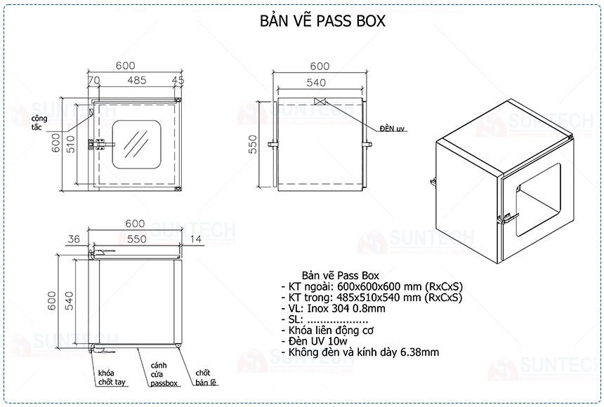 Bản vẽ Pass Box 600x600x600