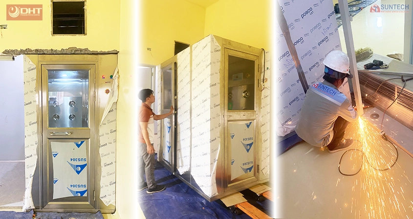 Thiết kế Air Shower vuông góc theo yêu cầu khách hàng