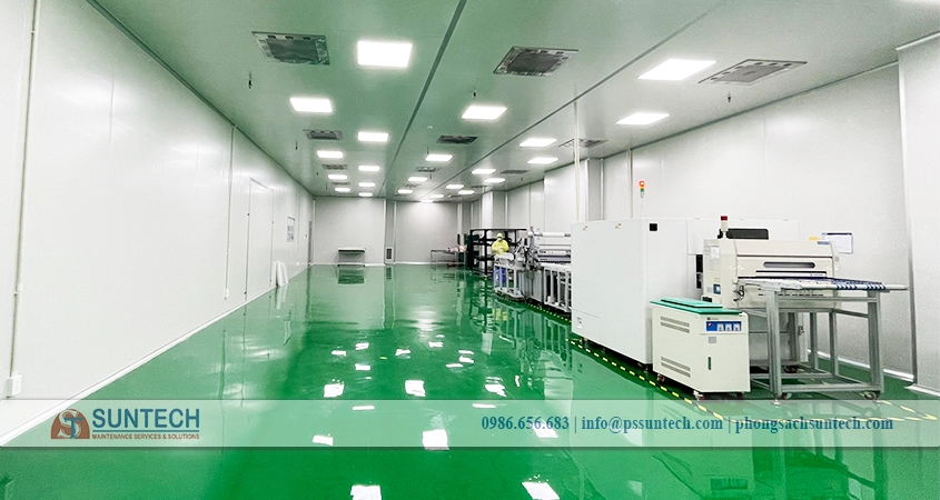 Phòng sạch điện tử thường được xây dựng trong khu láp ráp, sản xuất vi mạch