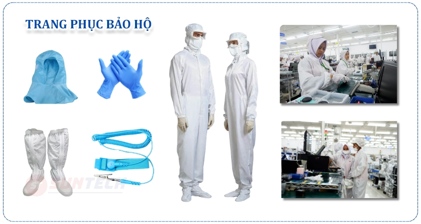 Trang phục bảo hộ trong phòng sạch sản xuất điện tử