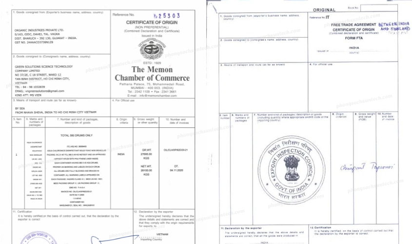 Chứng nhận xuất xứ (CO - Certificate of Origin)